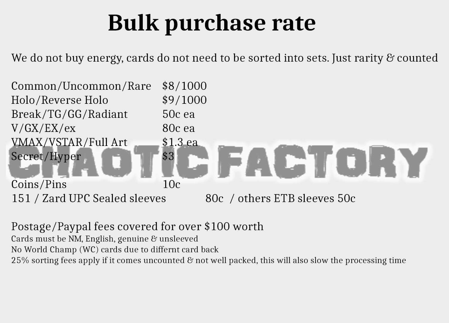 bulk purchase rate