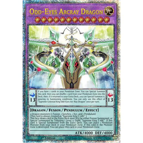 Quarter Century Secret Rare AGOV-EN030 Odd-Eyes Arcray Dragon 1st Edition NM