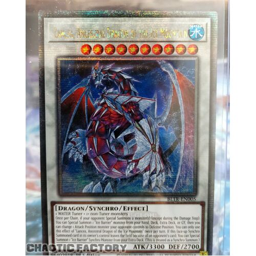 Quarter Century Secret Rare BLTR-EN005 Lancea, Ancestral Dragon of the Ice Mountain 1st Edition NM