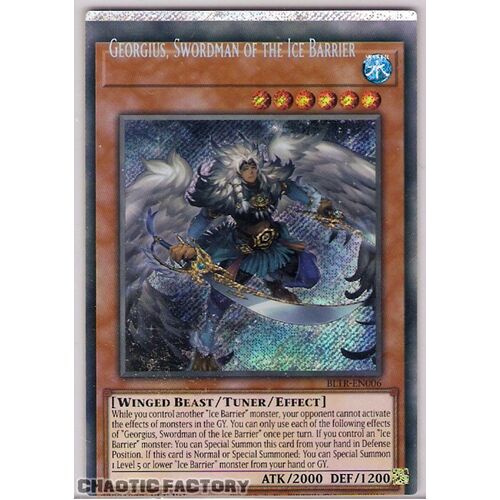 ERROR BLTR-EN006 Georgius, Swordman of the Ice Barrier Secret Rare 1st Edition NM