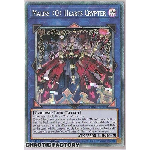 CRBR-EN020 Maliss Q Hearts Crypter COLLECTOR'S Rare 1st Edition NM