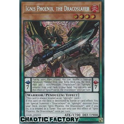 DABL-EN022 Ignis Phoenix, the Dracoslayer Secret Rare 1st Edition NM