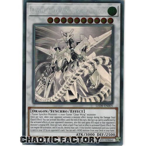 LED8-EN005 Crystal Clear Wing Synchro Dragon Ghost Rare 1st Edition NM