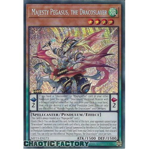 MP23-EN173 Majesty Pegasus, the Dracoslayer Prismatic Secret Rare 1st Edition NM