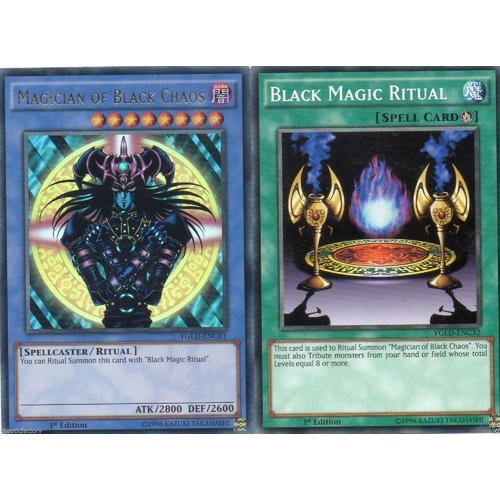 YUGIOH Magician of Black Chaos YGLD-ENC01 Ultra Rare + Black Magic Ritual *YUGI*