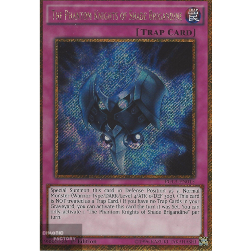 The Phantom Knights of Shade Brigandine - PGL3-EN015 - Gold Secret Rare 1st Edition NM