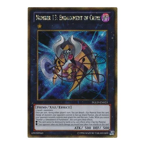 Number 13: Embodiment of Crime - PGLD-EN023 - Gold Secret Rare Unlimited Edition NM