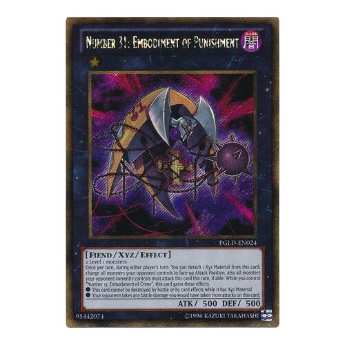 Number 31: Embodiment of Punishment - PGLD-EN024 - Gold Secret Rare Unlimited Edition NM