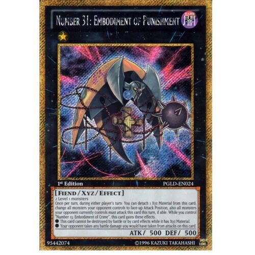 Number 31: Embodiment of Punishment - PGLD-EN024 - Gold Secret Rare 1st Edition NM