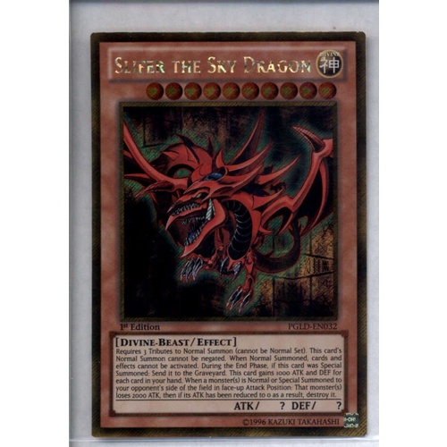 PGLD-EN032 Slifer the Sky Dragon Gold secret rare 1st Edition NM