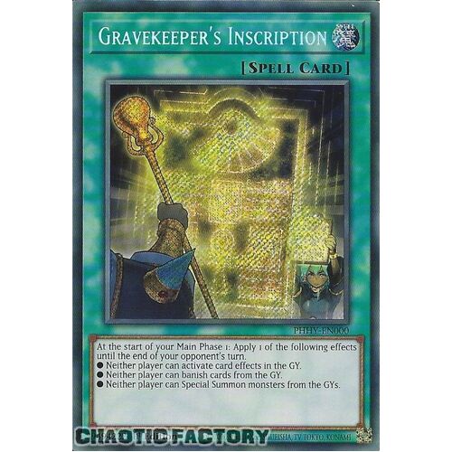 PHHY-EN000 Gravekeeper's Inscription Secret Rare 1st Edition NM