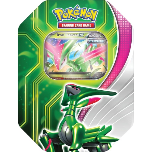 Pokemon TCG: Paradox Clash Tin - Iron Leaves ex (1 Foil Promo Card & 4 Pokémon TCG Booster Packs)