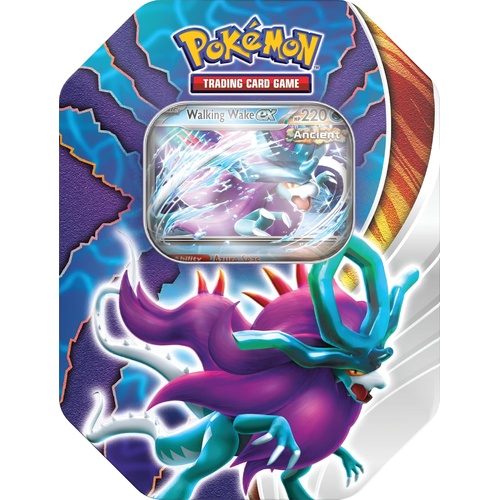 Pokemon TCG: Paradox Clash Tin - Wakng Wake ex (1 Foil Promo Card & 4 Pokémon TCG Booster Packs)