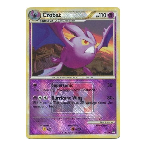 Crobat - 14/95 - Crosshatch League Reverse Holo - HGSS Unleashed NM