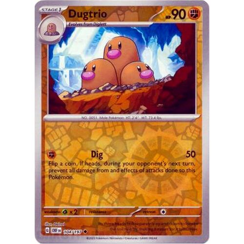 Dugtrio - 104/197 - Uncommon Reverse Holo NM