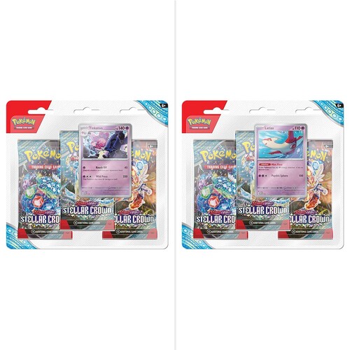 POKEMON TCG Scarlet & Violet 7 Stellar Crown Three Booster Blister PAIR