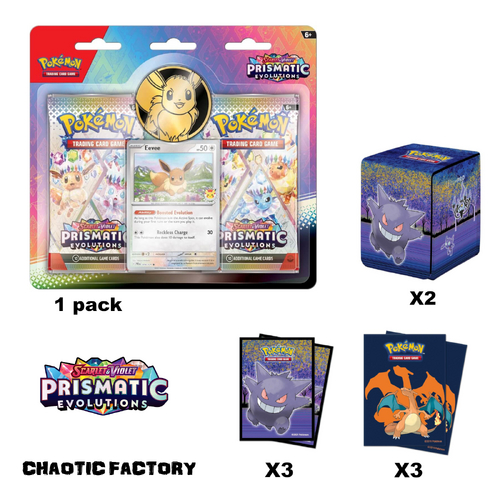 Pokemon TCG Prismatic Evolutions 2 pack Blister + Accessory Bundle