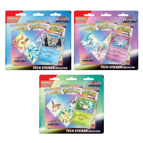 Pokemon TCG Prismatic Evolutions Tech Sticker Blister Collection Set (ALL ARTS/set of 3)