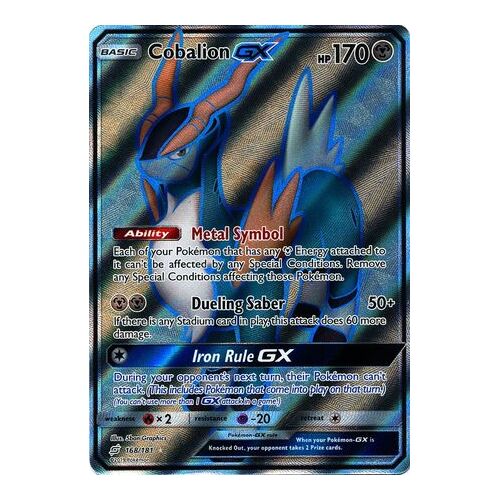 Cobalion GX - 168/181 - Full Art Ultra Rare NM