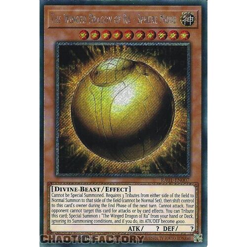 Platinum Secret Rare RA01-EN007 The Winged Dragon of Ra - Sphere Mode 1st Edition NM