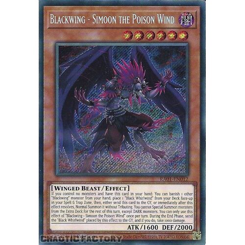 RA01-EN012 Blackwing - Simoon the Poison Wind Secret Rare 1st Edition NM