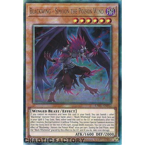 ULTIMATE Rare RA01-EN012 Blackwing - Simoon the Poison Wind 1st Edition NM