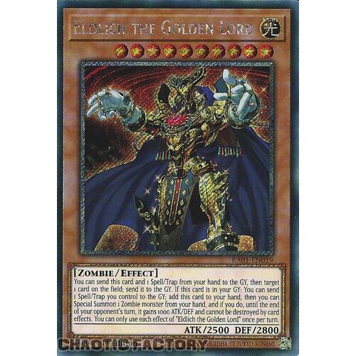 Platinum Secret Rare RA01-EN019 Eldlich the Golden Lord 1st Edition NM