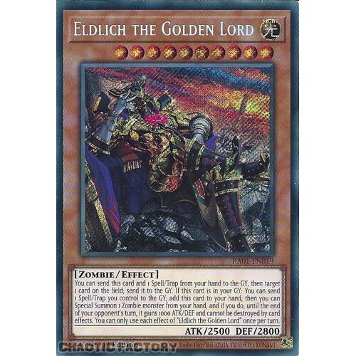 RA01-EN019 Eldlich the Golden Lord (alternate art) Secret Rare 1st Edition NM