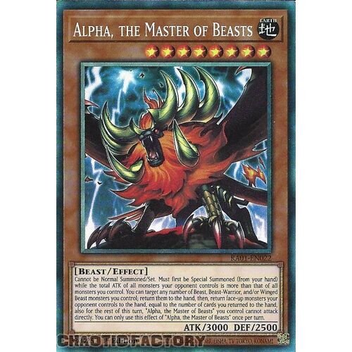 COLLECTOR'S Rare RA01-EN022 Alpha, the Master of Beasts 1st Edition NM