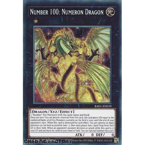 RA01-EN039 Number 100: Numeron Dragon Secret Rare 1st Edition NM