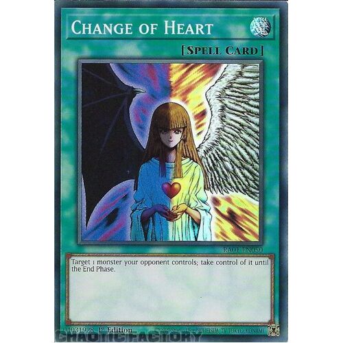 RA01-EN050 Change of Heart Super Rare 1st Edition NM