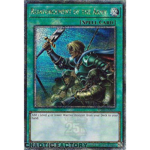 Quarter Century Secret Rare RA01-EN051 Reinforcement of the Army 1st Edition NM