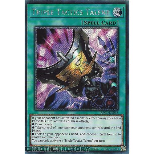 Platinum Secret Rare RA01-EN063 Triple Tactics Talent 1st Edition NM