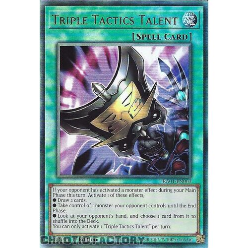 ULTIMATE Rare RA01-EN063 Triple Tactics Talent 1st Edition NM