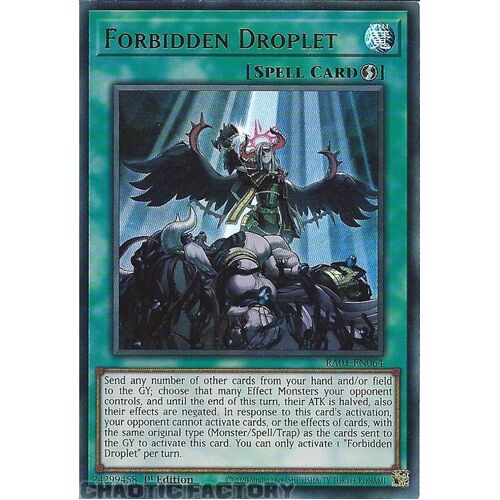 RA01-EN064 Forbidden Droplet ULTRA Rare 1st Edition NM