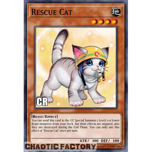 Collector's Rare RA02-EN001 Rescue Cat (alternate art) 1st Edition NM
