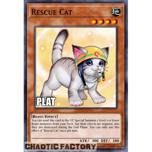 Platinum Secret Rare RA02-EN001 Rescue Cat (alternate art) 1st Edition NM
