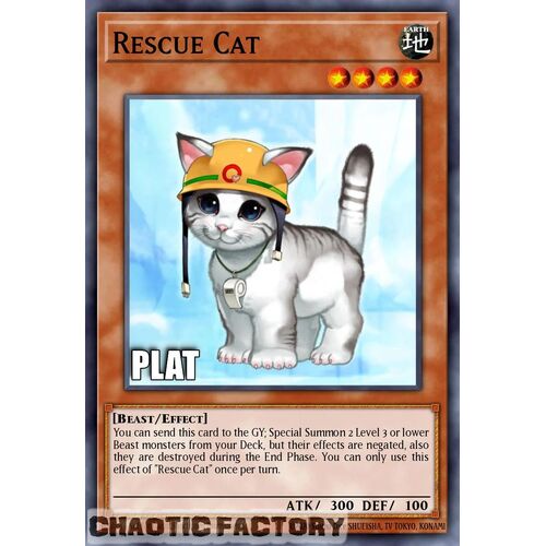 Platinum Secret Rare RA02-EN001 Rescue Cat 1st Edition NM