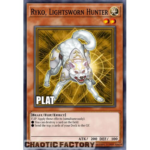 Platinum Secret Rare RA02-EN003 Ryko, Lightsworn Hunter 1st Edition NM