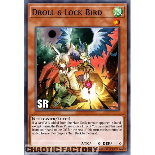 RA02-EN006 Droll & Lock Bird Super Rare 1st Edition NM