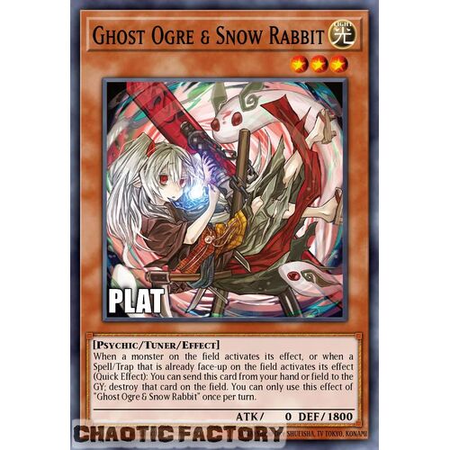 Platinum Secret Rare RA02-EN009 Ghost Ogre & Snow Rabbit (alternate art) 1st Edition NM