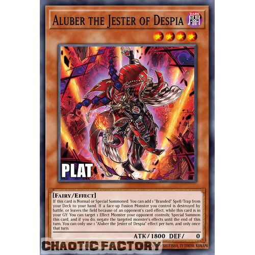 Platinum Secret Rare RA02-EN016 Aluber the Jester of Despia 1st Edition NM