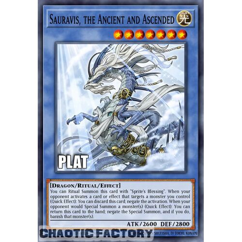 Platinum Secret Rare RA02-EN019 Sauravis, the Ancient and Ascended 1st Edition NM