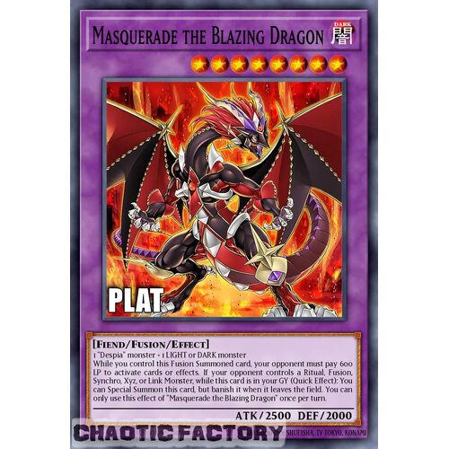 Platinum Secret Rare RA02-EN022 Masquerade the Blazing Dragon 1st Edition NM