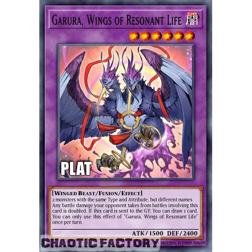 Platinum Secret Rare RA02-EN024 Garura, Wings of Resonant Life 1st Edition NM