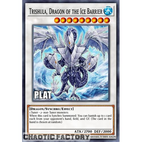 Platinum Secret Rare RA02-EN026 Trishula, Dragon of the Ice Barrier 1st Edition NM