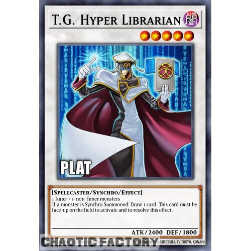 Platinum Secret Rare RA02-EN027 T.G. Hyper Librarian 1st Edition NM