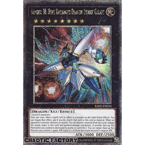 Quarter Century Secret Rare RA02-EN036 Number 38: Hope Harbinger Dragon Titanic Galaxy 1st Edition NM