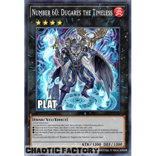 Platinum Secret Rare RA02-EN037 Number 60: Dugares the Timeless 1st Edition NM