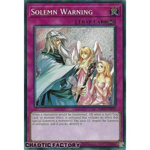 RA02-EN078 Solemn Warning Secret Rare 1st Edition NM